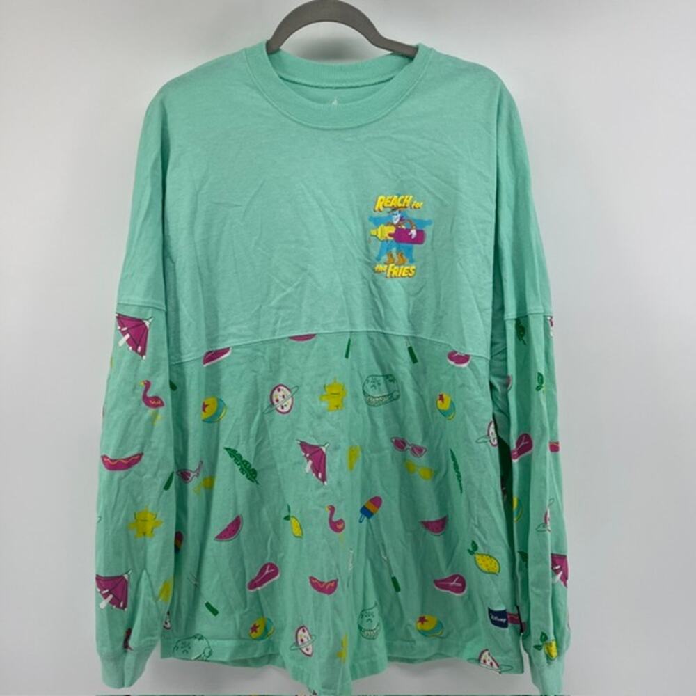 Disney Spirit Jersey Toy Story Womens XL Long Sleeve T Shirt Blue Green Chillin